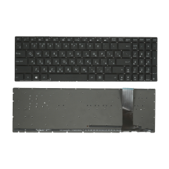 Клавиатура для ноутбука Asus N56, N56V, N76 черная без рамки, с подсветкой (белый шрифт)